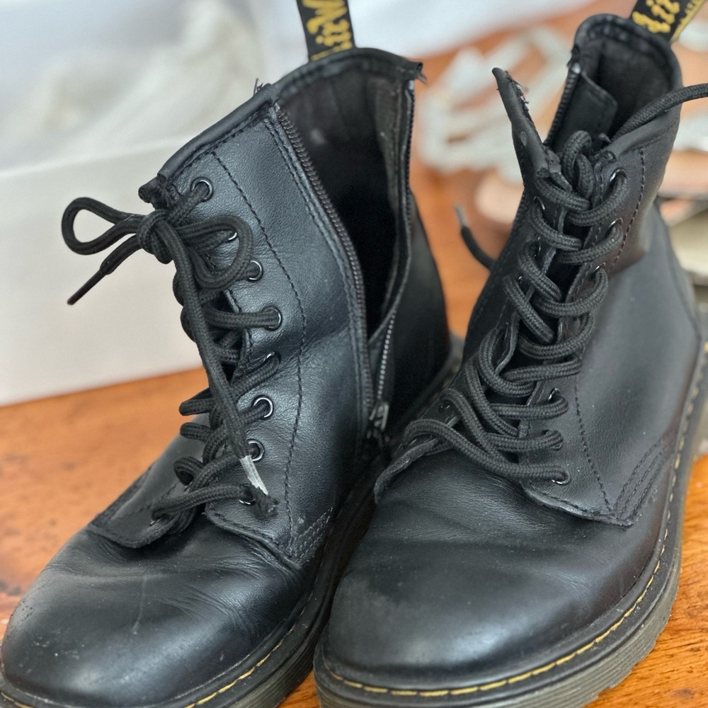 Black Leather Lace-Up Ankle Boots